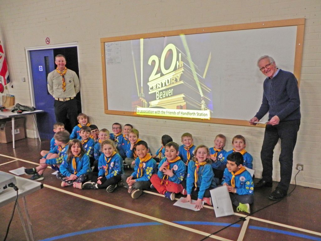 Mike Bishop (President of FoHS) with 1st Handforth Beavers