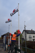 Poppies and "Lest We Forget" flags November 2018